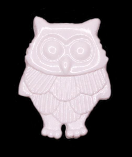 Kids button as owls made of plastic in white 17 mm 0,67 inch